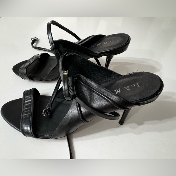 NWOT L.A.M.B. Bambi Black Leather Lace Up Heels. Size 10M - Picture 12 of 12